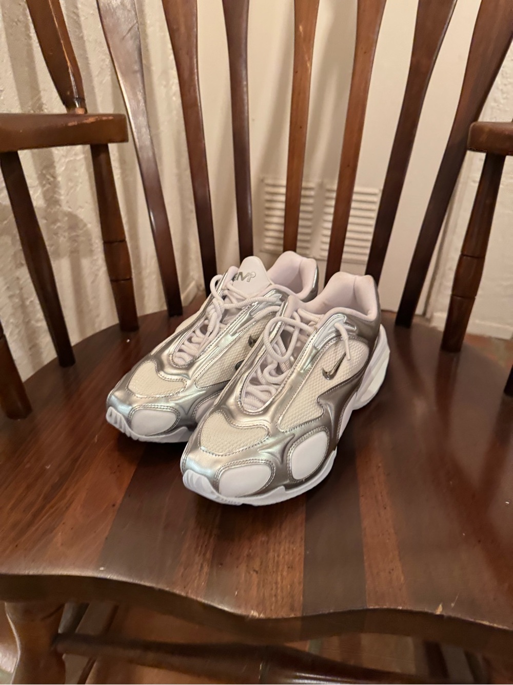 Nike Silver and White Men’s size 11.5 Athletic Sneakers